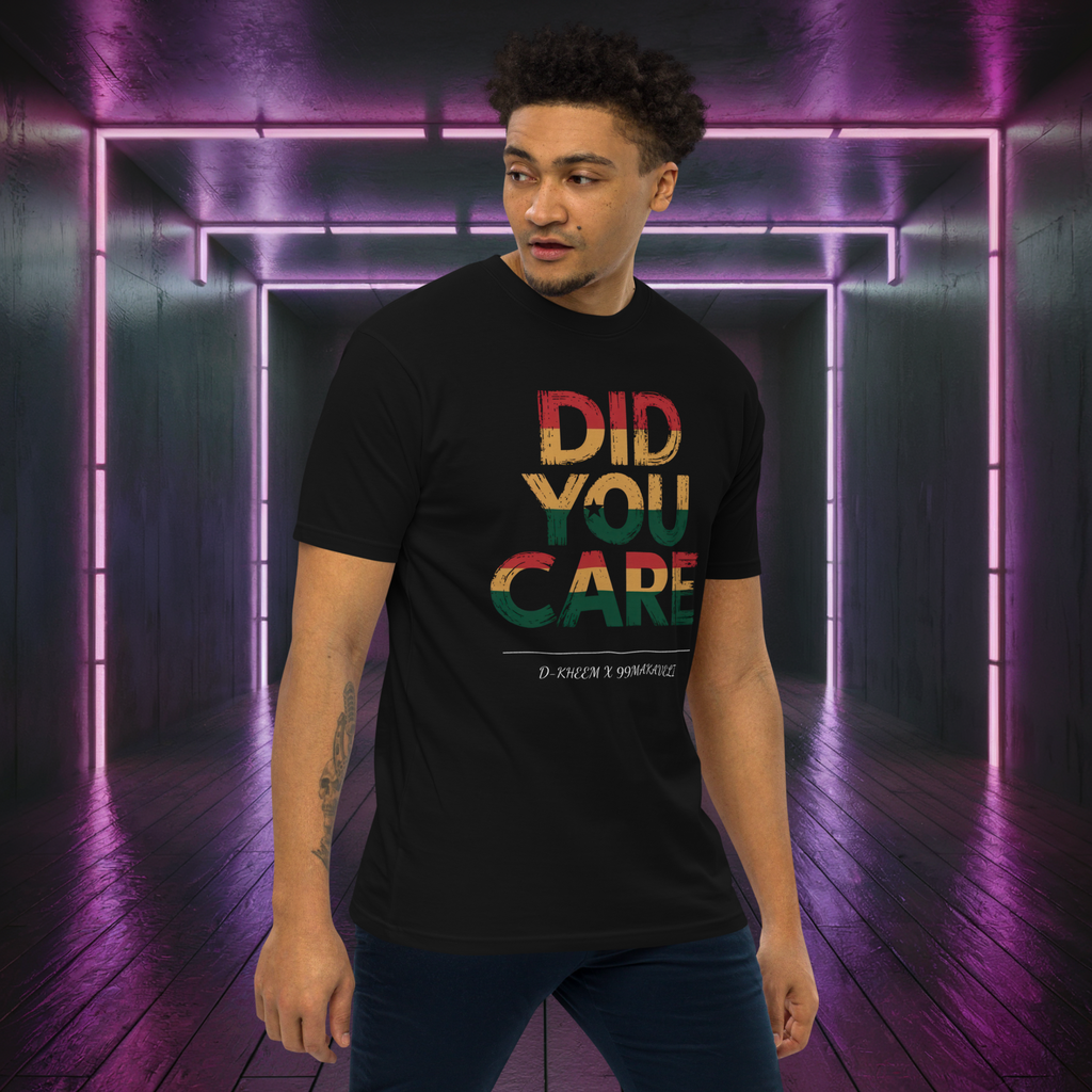 D-Kheem Heavyweight Tee Did You Care black front product image.