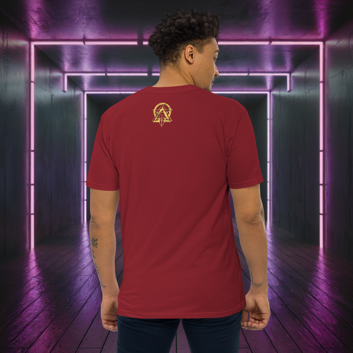 D-Kheem Heavyweight Tee Did You Care red back print view.