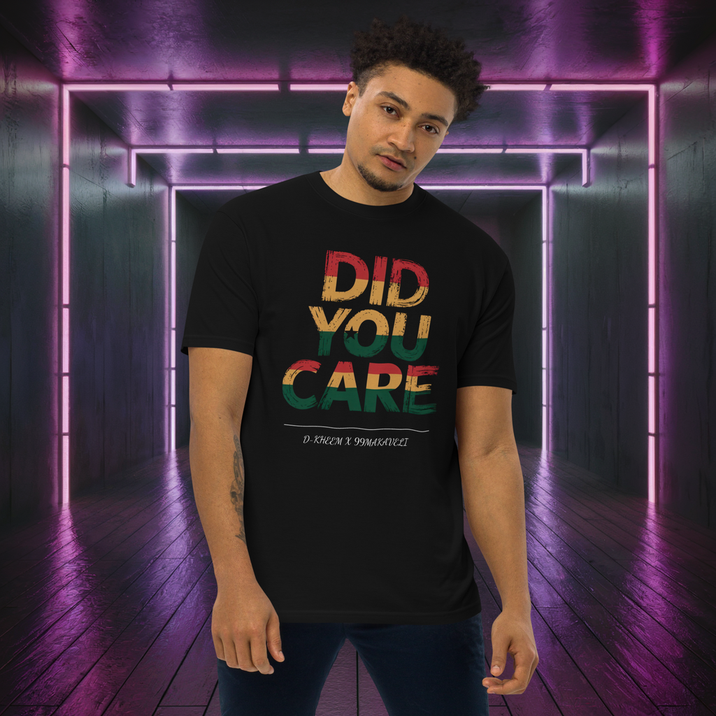 D-Kheem Heavyweight Tee Did You Care white front product image.