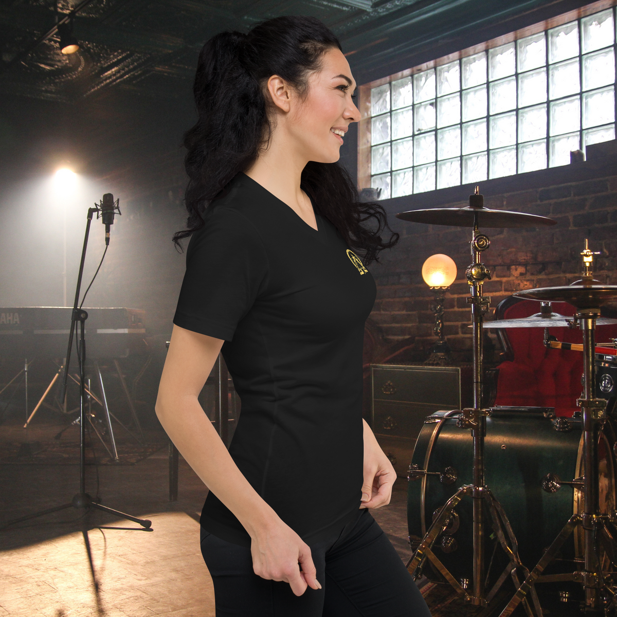 RNC Classic Signature V-Neck Tee womens black back product image.