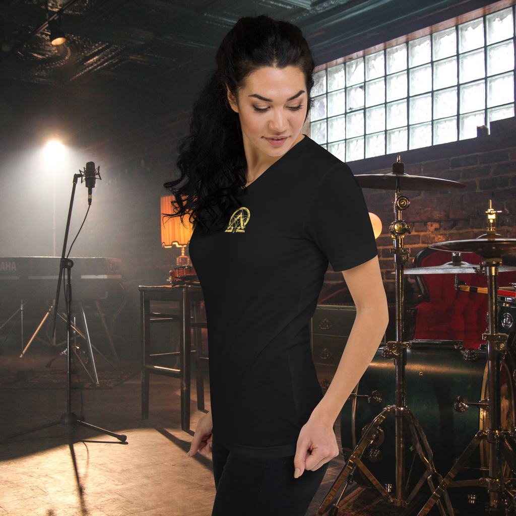 RNC Classic Signature V-Neck Tee womens black side product image.