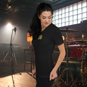 RNC Classic Signature V-Neck Tee in elegant design, showcasing its sleek silhouette and luxurious combed cotton fabric, emphasizing eco-friendly and sustainable fashion values.