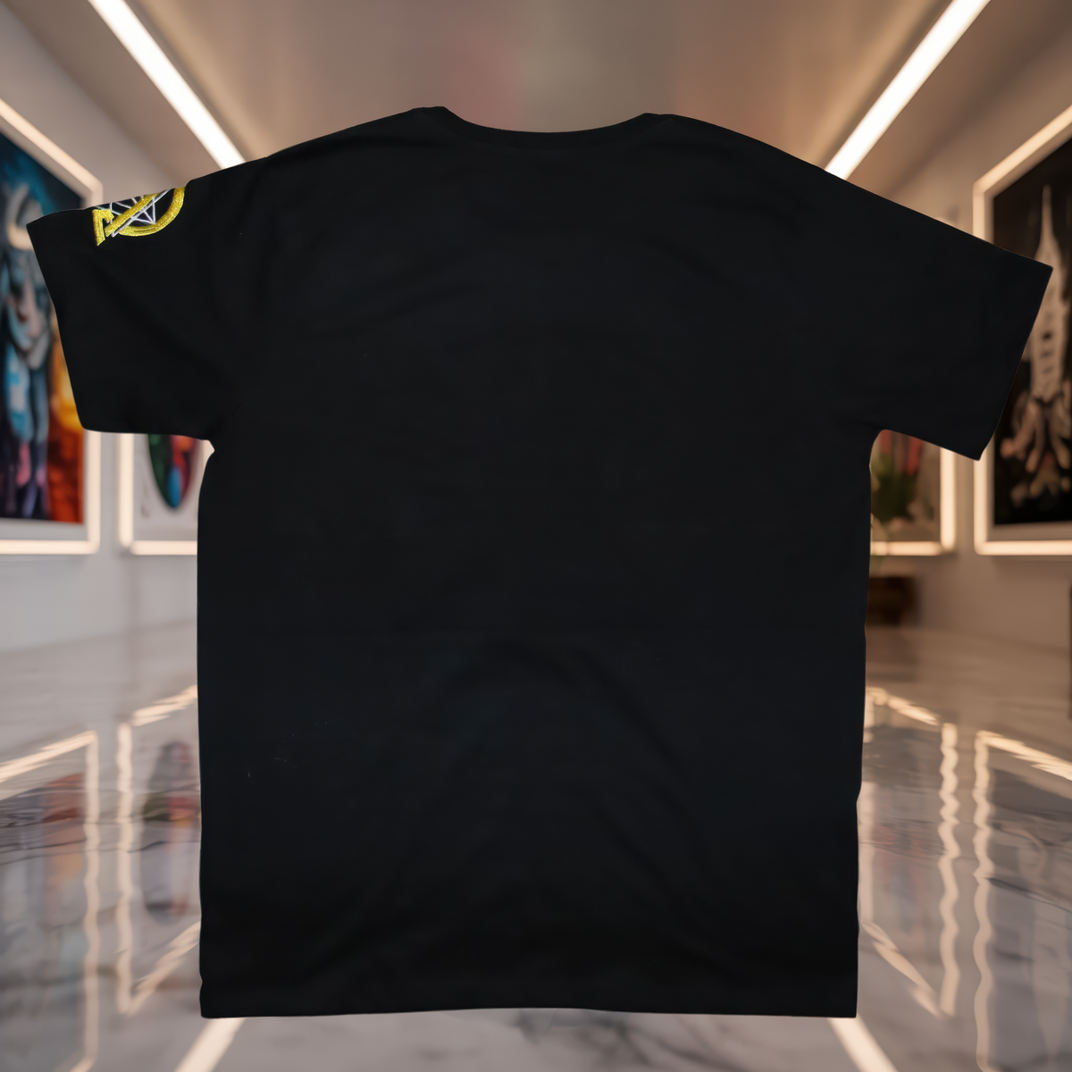 UV-T-Shirt „Lotus Spiral“ – Schwarz Rückseite