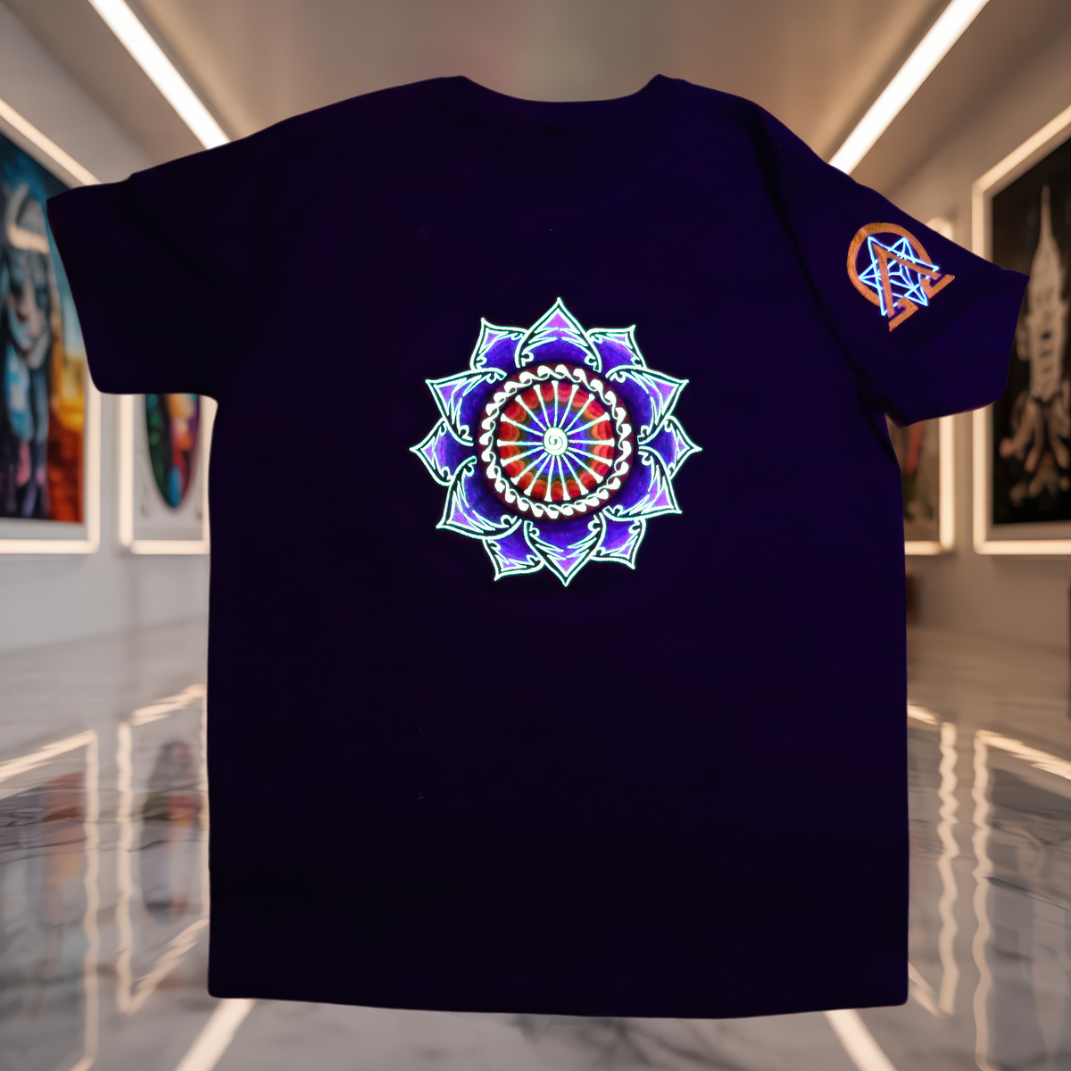 UV-T-Shirt „Lotus Spiral“ – Detail