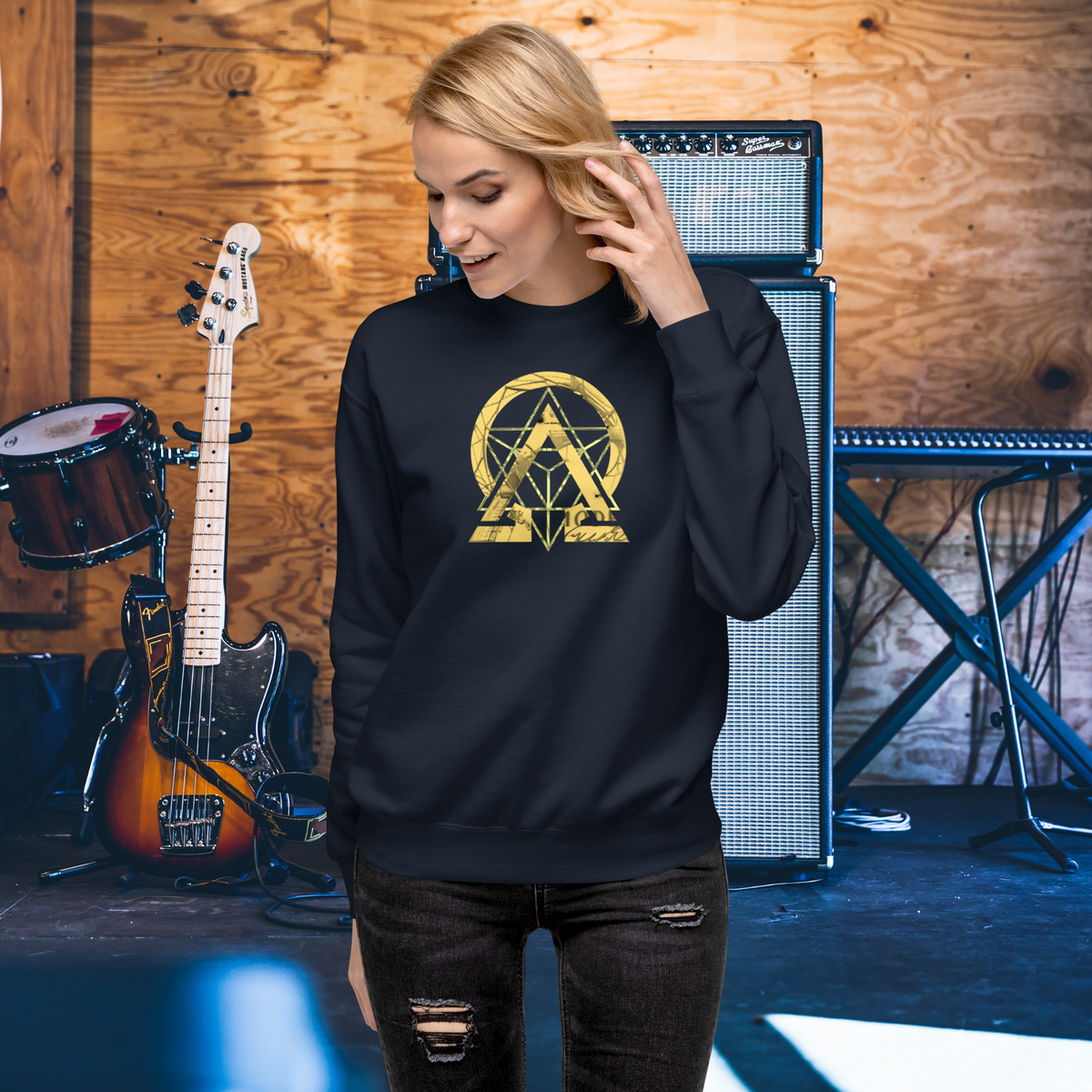 RNC Essential Artist's Premium Sweatshirt navy side product image.