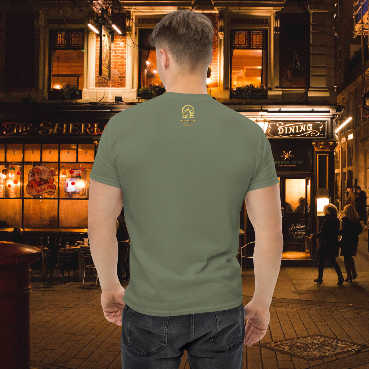 rnc4music T-Shirt „Essential“ – Militärgrün Rückseite