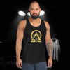 RNC Essential Artist's Tank Top, 100% combed and ringspun cotton. High-quality, side-seamed structure with the Resonance Music & Art Community logo on the front. Designed for artists and musicians. A canvas for creativity, responsibly sourced, supporting sustainability.