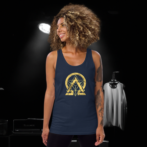 RNC Essential Artist's Tank Top, 100% combed and ringspun cotton. High-quality, side-seamed structure with the Resonance Music & Art Community logo on the front. Designed for artists and musicians. A canvas for creativity, responsibly sourced, supporting sustainability.