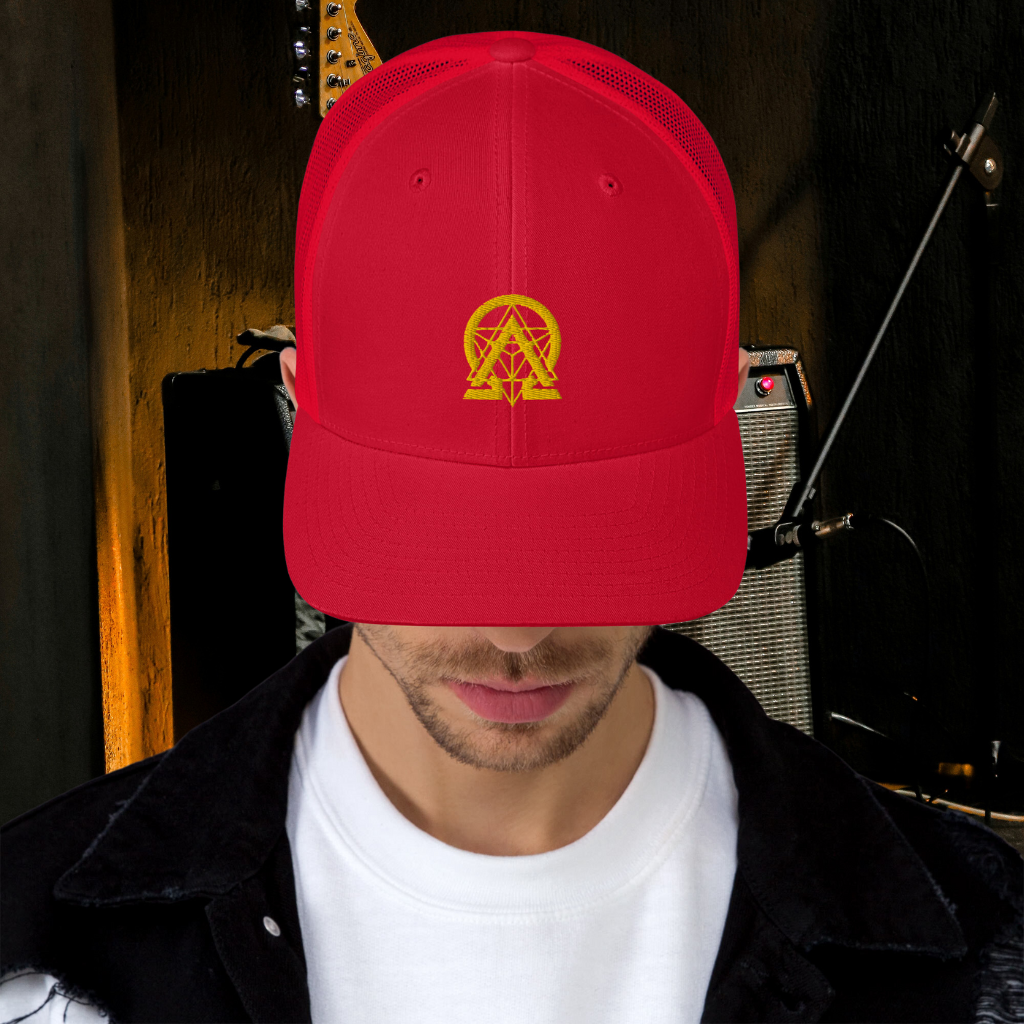 rnc4music Trucker-Cap – Rot Vorderseite, Lifestyle