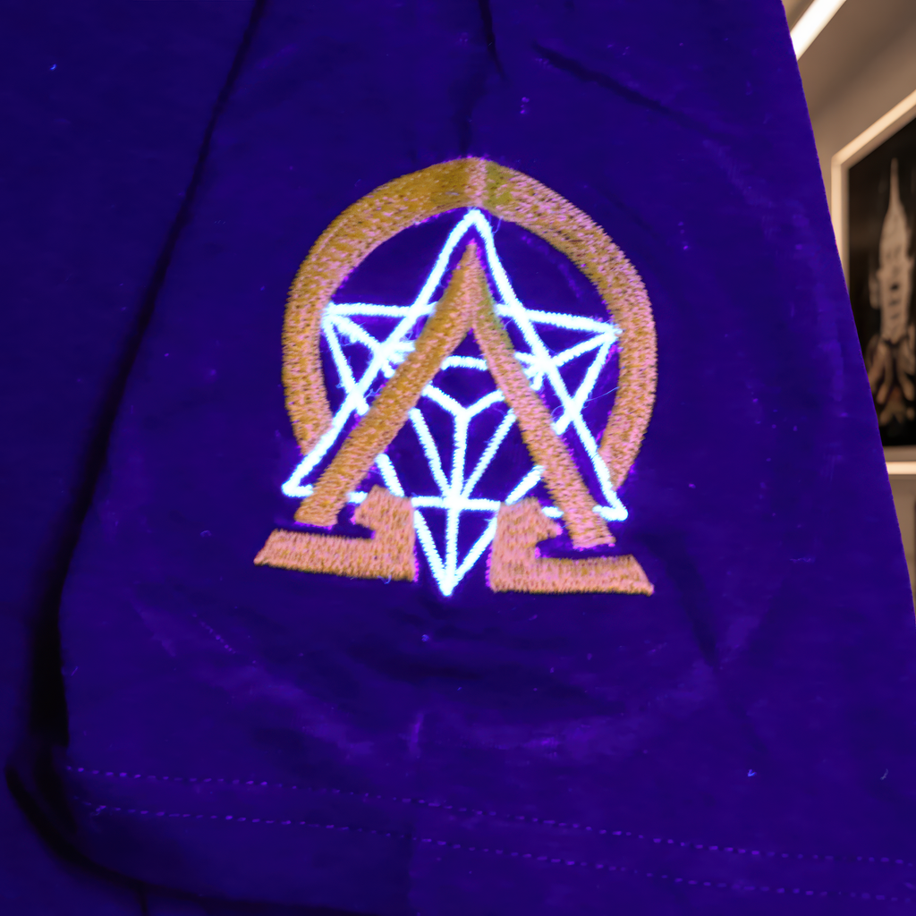 Sri Yantra UV Reactive T-Shirt artwork detail product image.