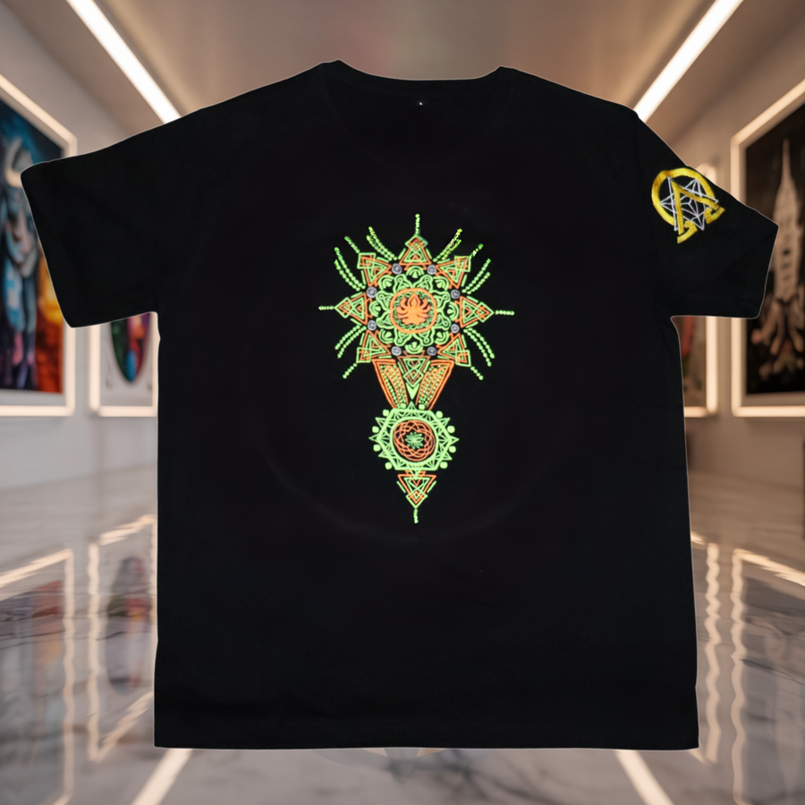 Totem Glow UV T-Shirt black front product image.
