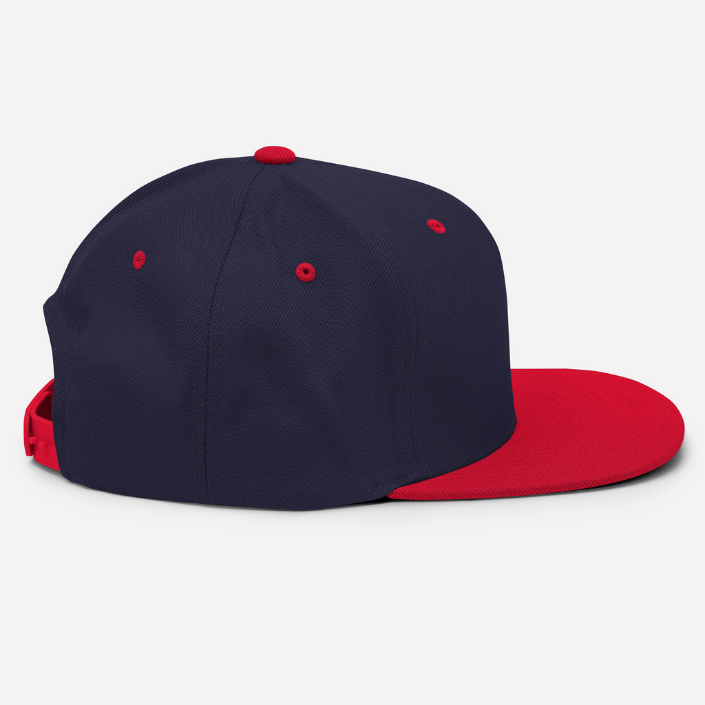 Tenacious Tribute Snapback Hat navy-red right side view.