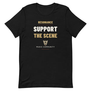 Black Resonance Music Community Support the Scene tee front mockup