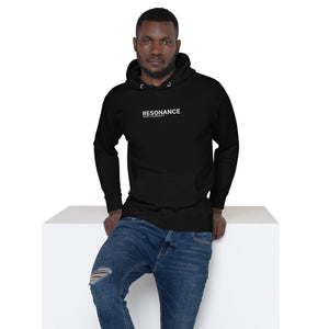 RESONANCE MUSIC & COMMUNITY - Cotton Heritage M2580, Schwarz, Printful-Model-Mockup 2, Original-Logo vorne