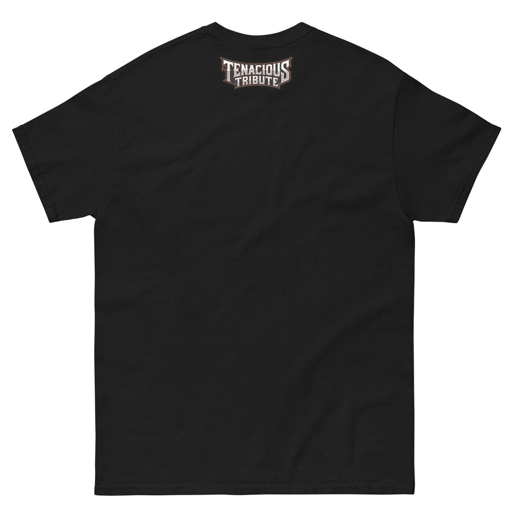 Tenacious Tribute Logo Tee black back product image.