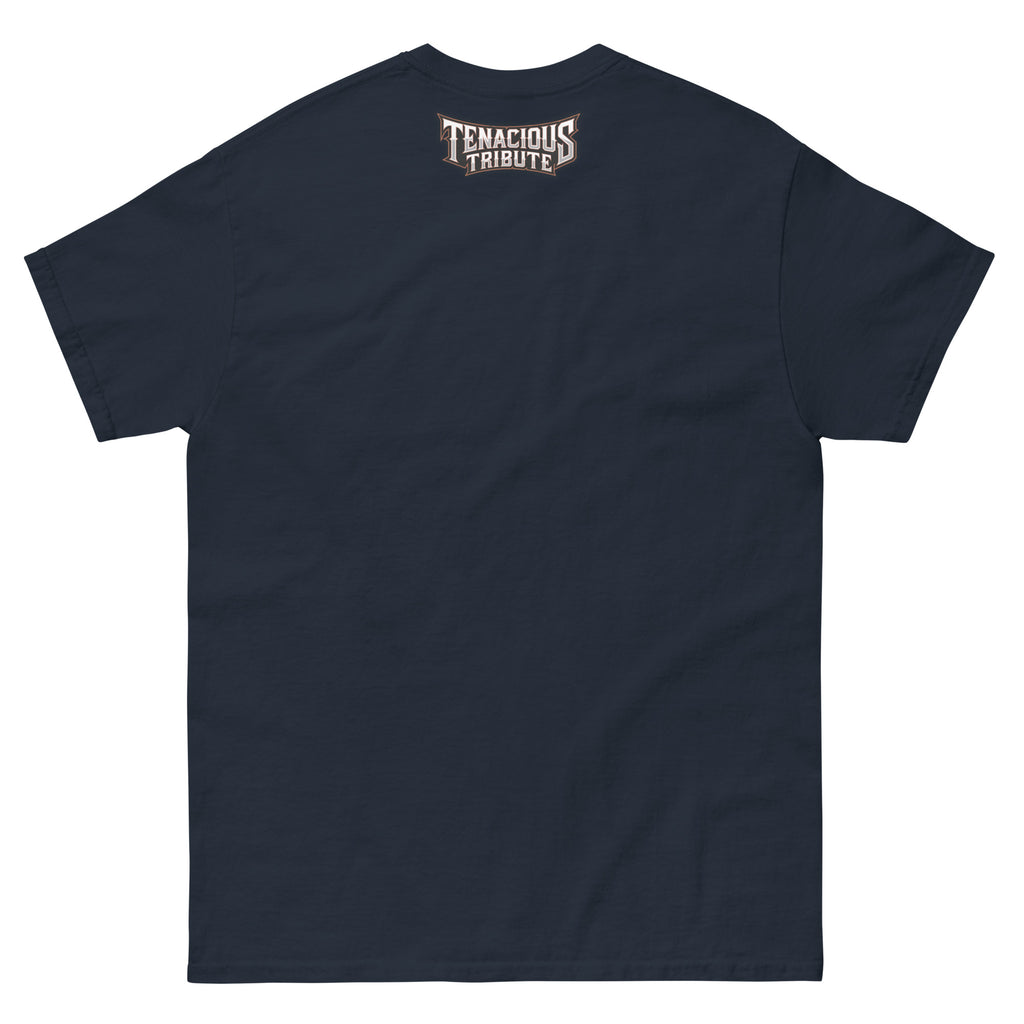 Tenacious Tribute Logo Tee navy front product image.