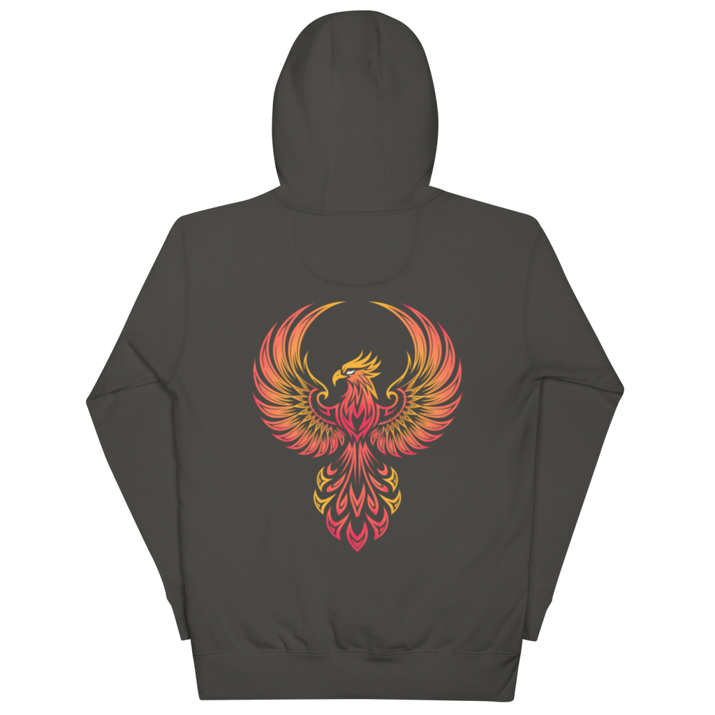 Resonance Unisex Hoodie charcoal back product image.